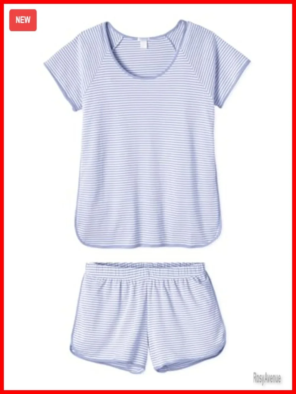 Women's Striped Pajama Set Short Sleeve Top with Shorts 2 Piece Lounge Set